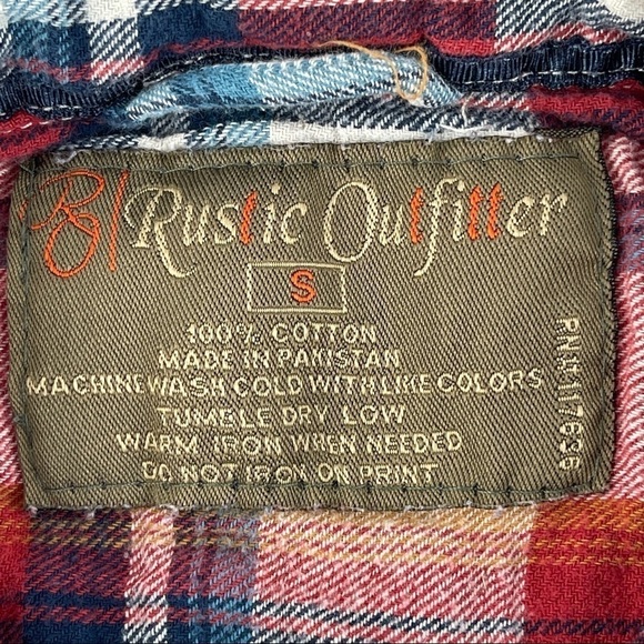 Rustic Outfitter Button Up Shirt Mens Small Red Plaid Long Sleeve - Picture 2 of 8